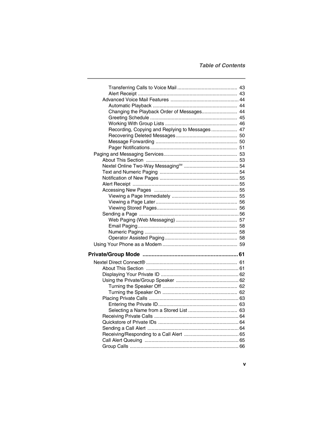 Nextel comm NTN9368-A manual Table of Contents 