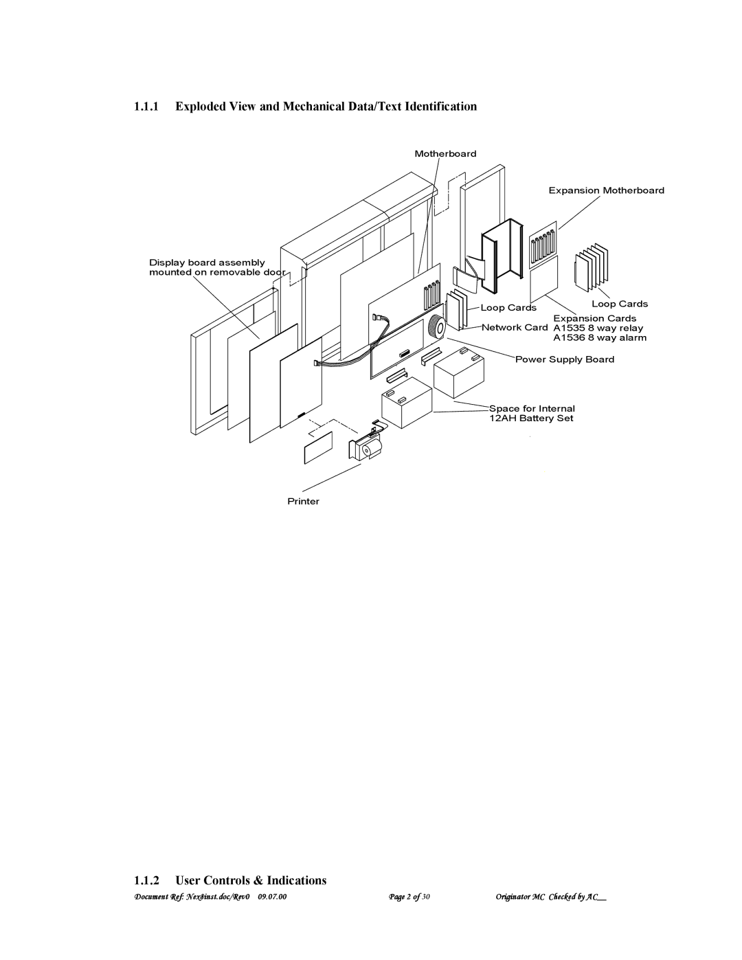 Nexus 21 A1557 technical specifications Exploded View and Mechanical Data/Text Identification, User Controls & Indications 