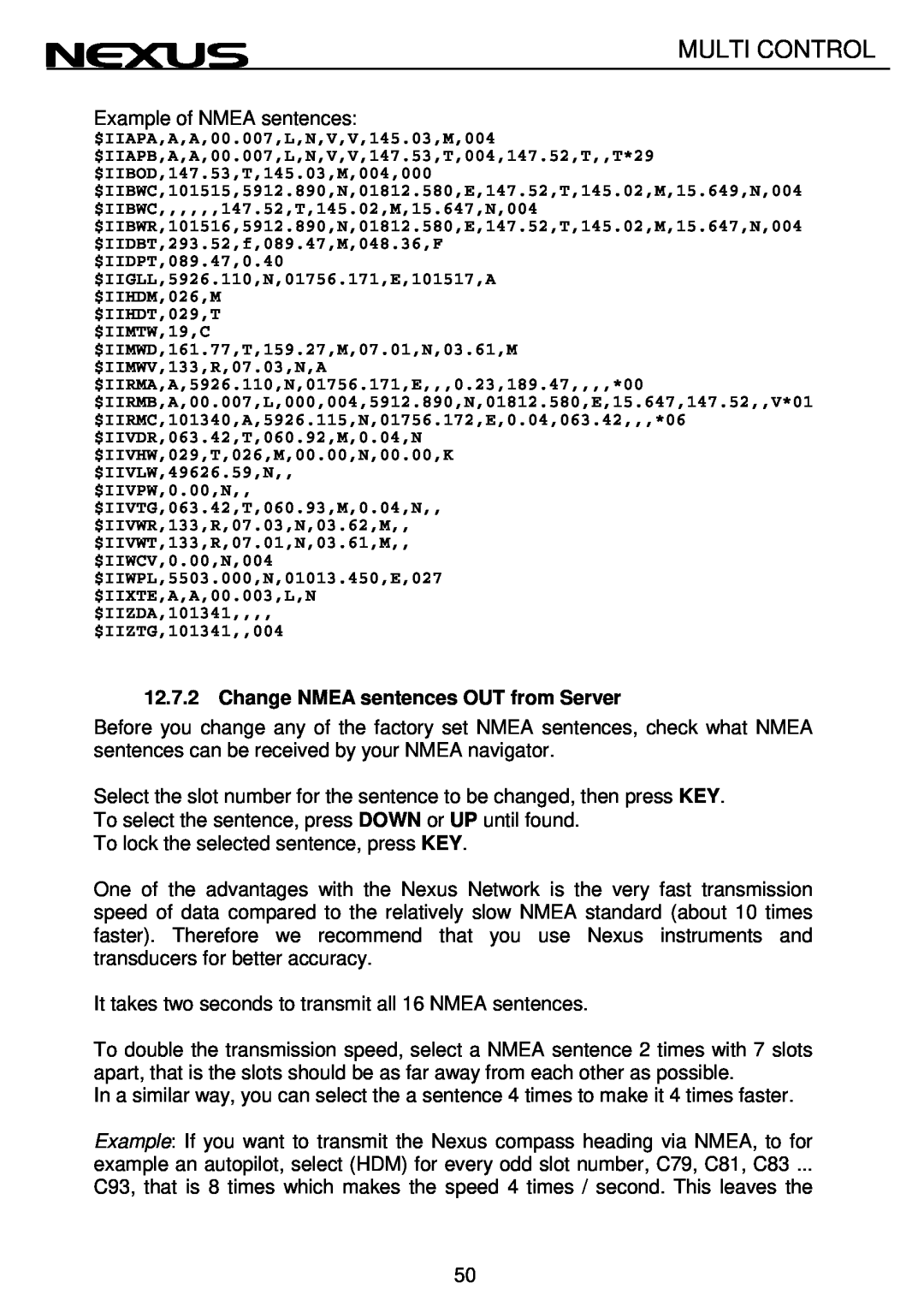 Nexus 21 Multi Control operation manual 12.7.2Change NMEA sentences OUT from Server 