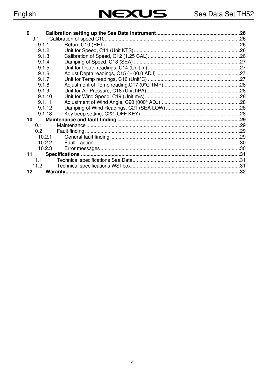 Nexus 21 TH52 operation manual 10.1 