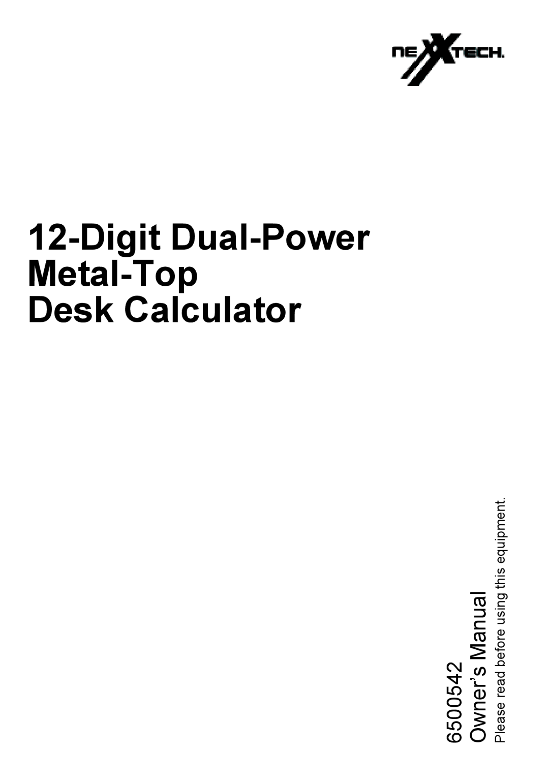 NexxTech 6500542 manual Digit Dual-Power Metal-Top Desk Calculator 