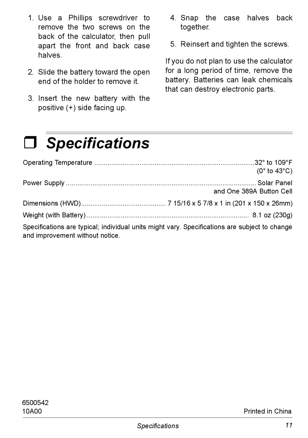 NexxTech 6500542 manual ˆ Specifications 