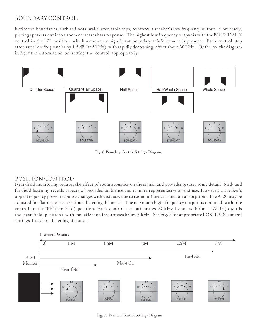 NHT A-20 owner manual Boundary Control, Position Control 