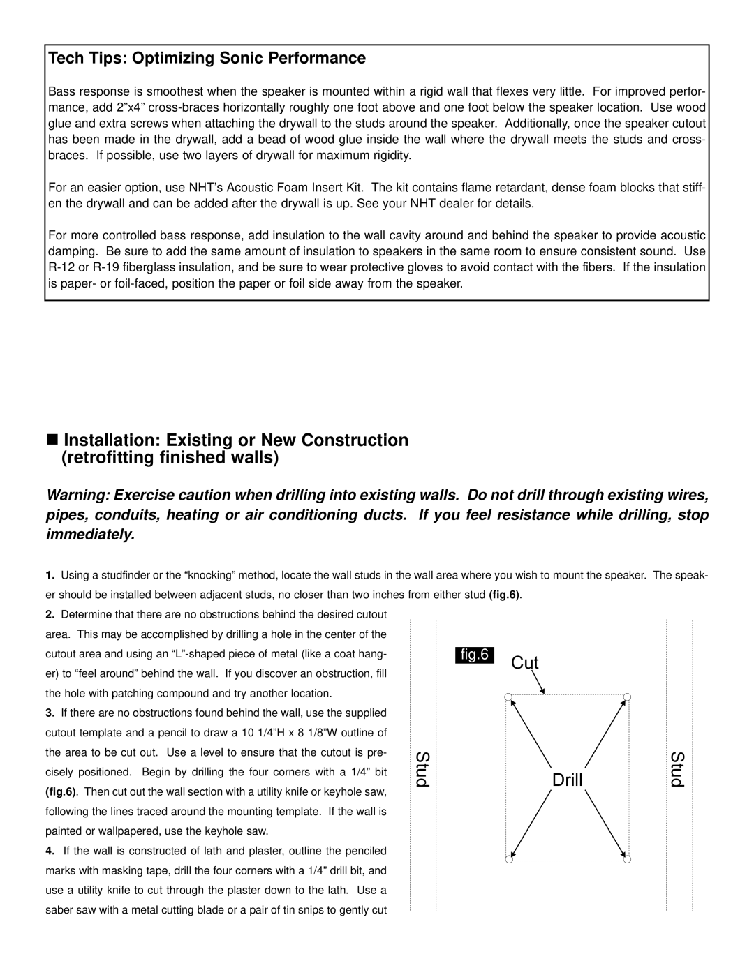 NHT IW1 owner manual Cut 