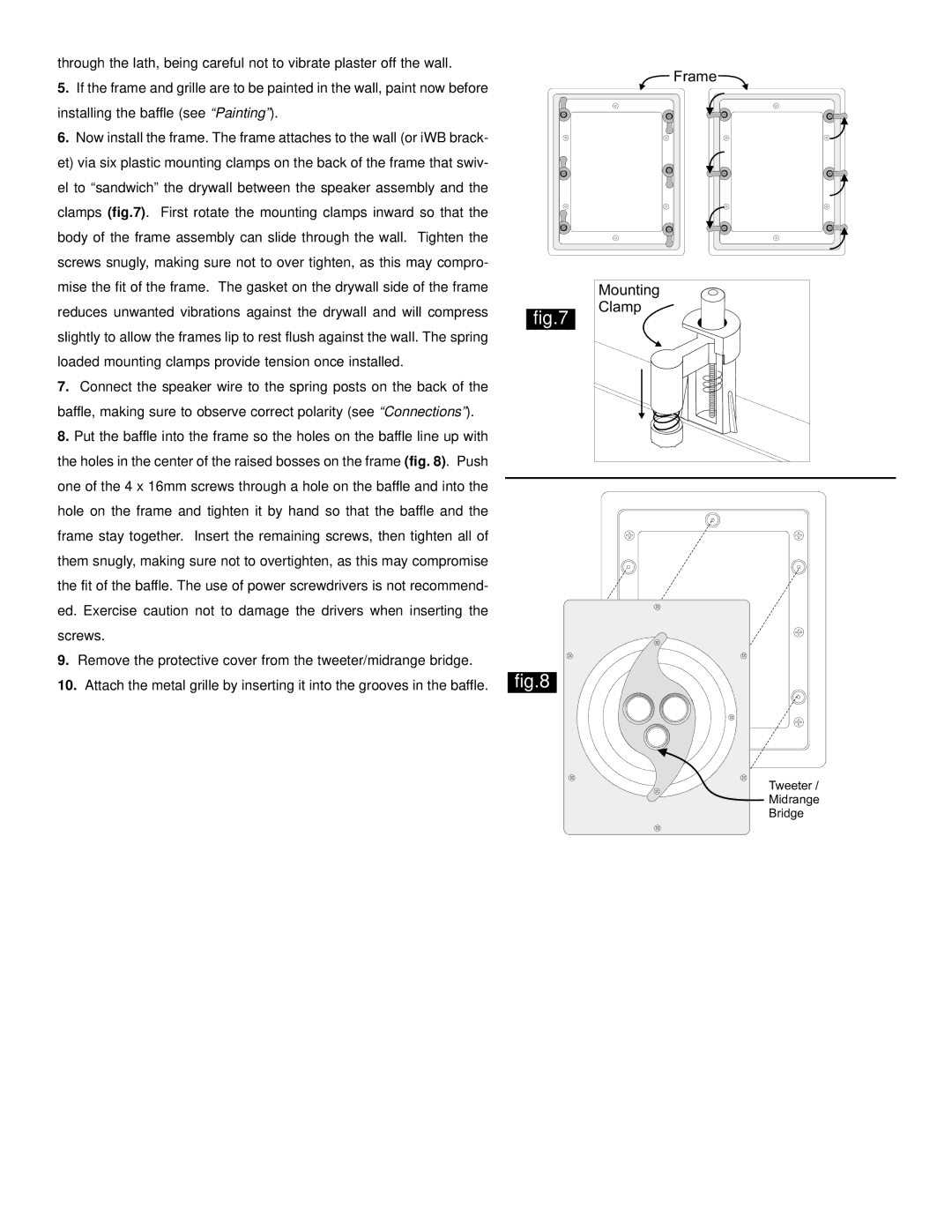 NHT IW1 owner manual Clamp 