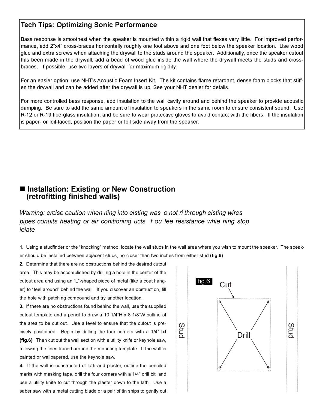 NHT IW2, iW3 owner manual Cut 