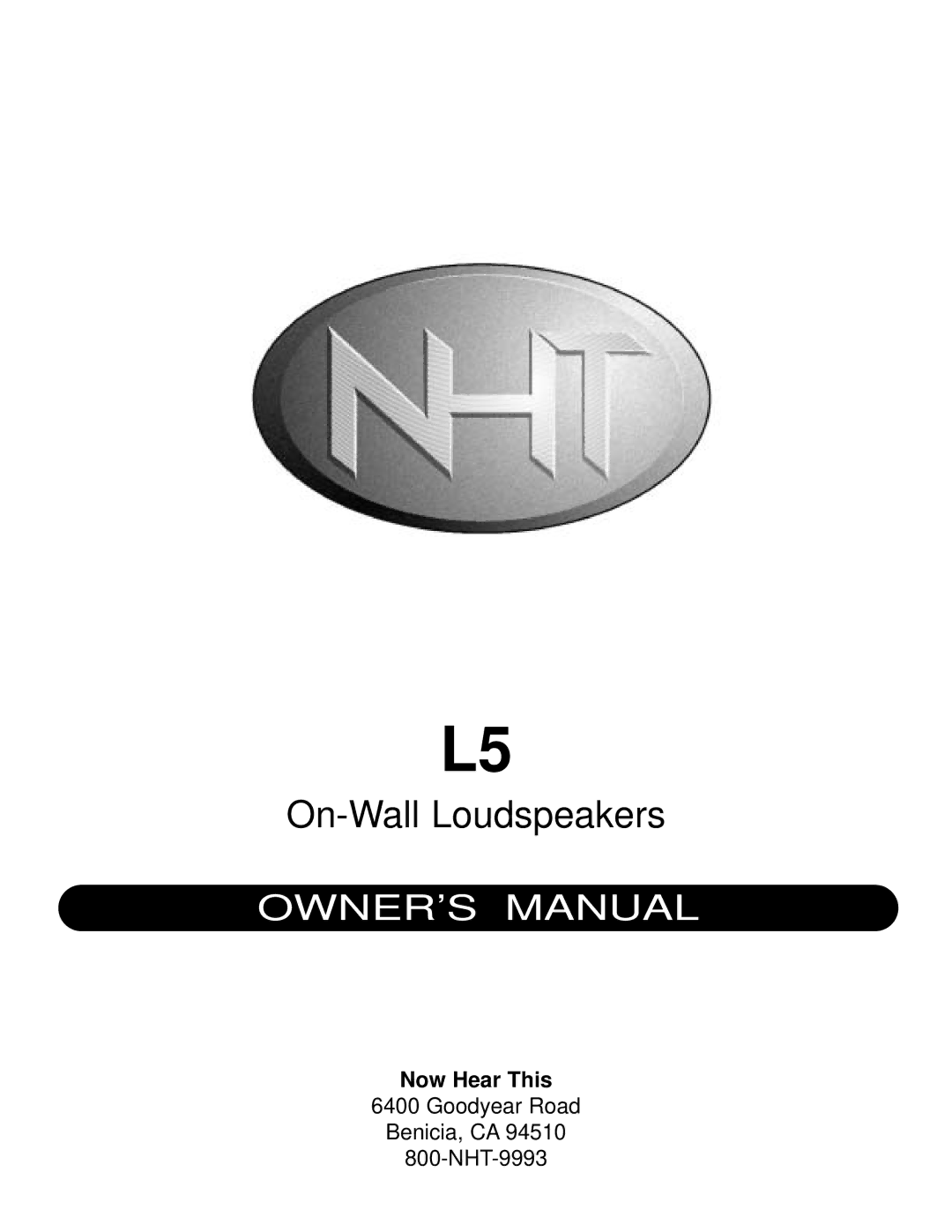 NHT L5 owner manual On-Wall Loudspeakers 