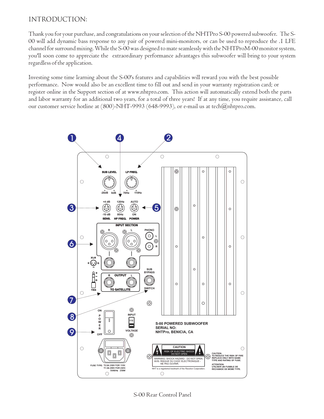 NHT S-00 Powered owner manual Introduction, + G 