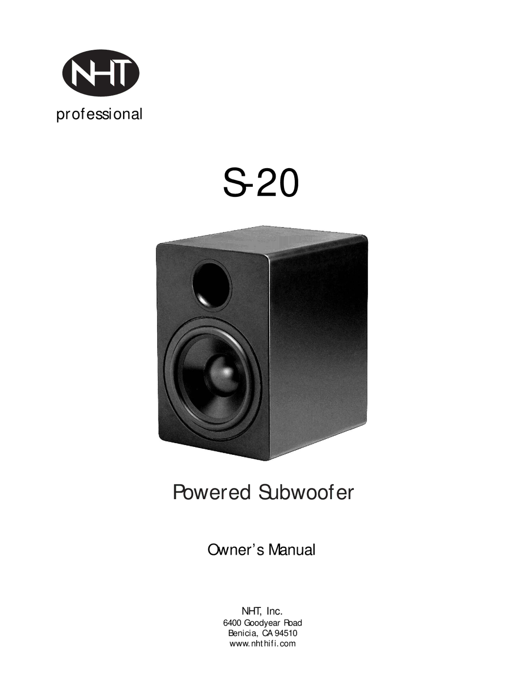 NHT S-20 owner manual Powered Subwoofer 