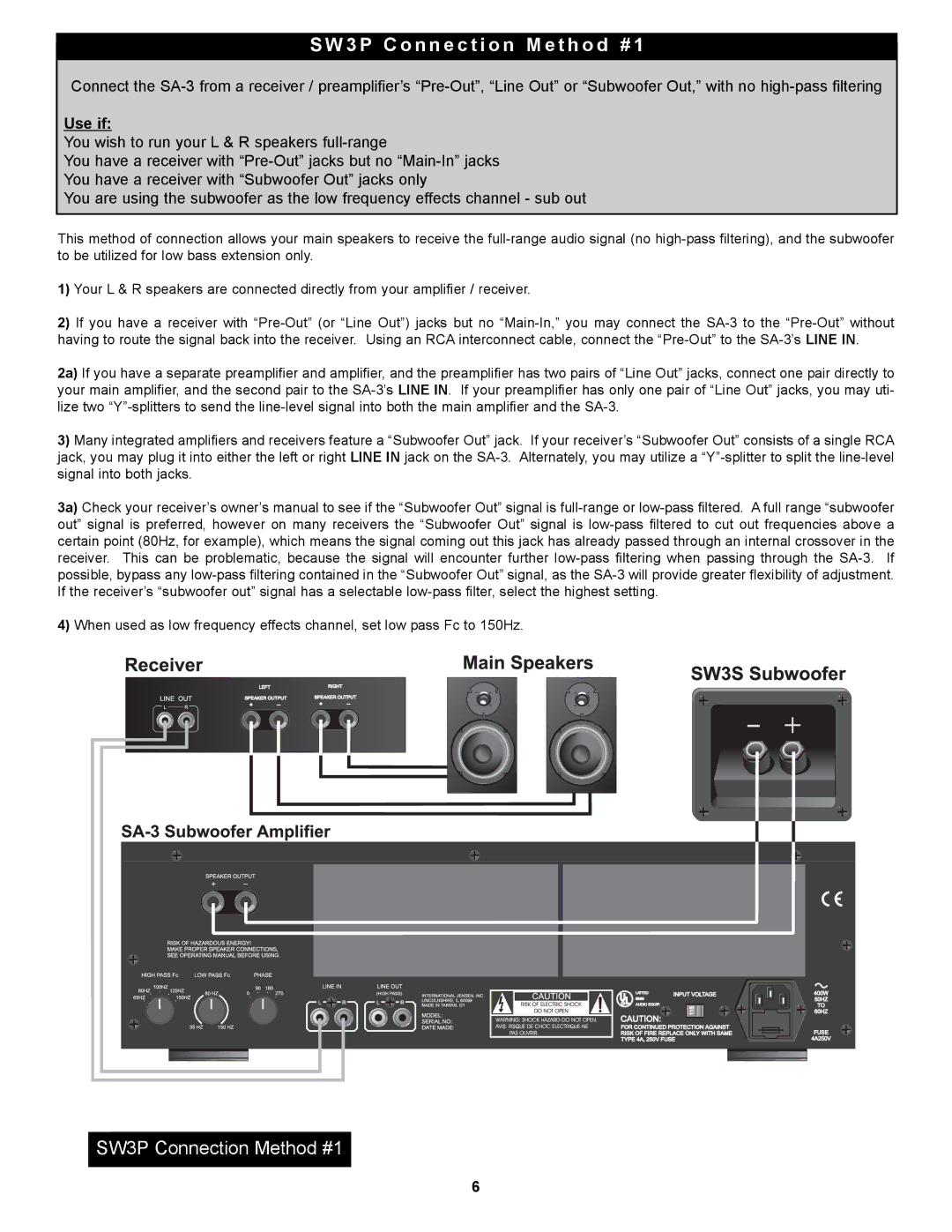 NHT SA-3 owner manual P C o n n e c t i o n M e t h o d #, Use if 