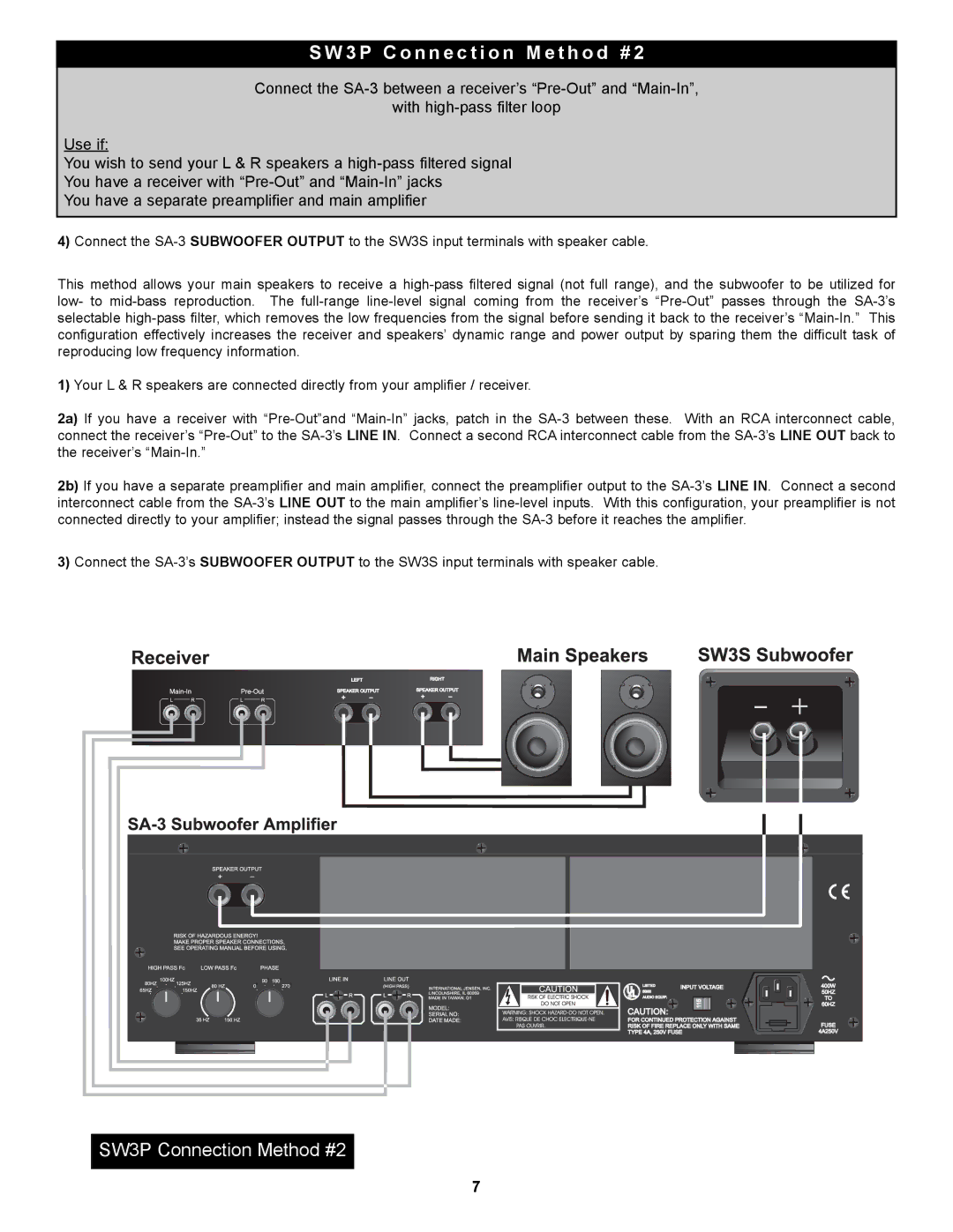 NHT SA-3 owner manual SW3P Connection Method #2 