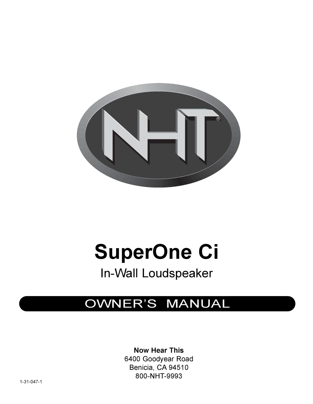 NHT SuperOne Ci owner manual 