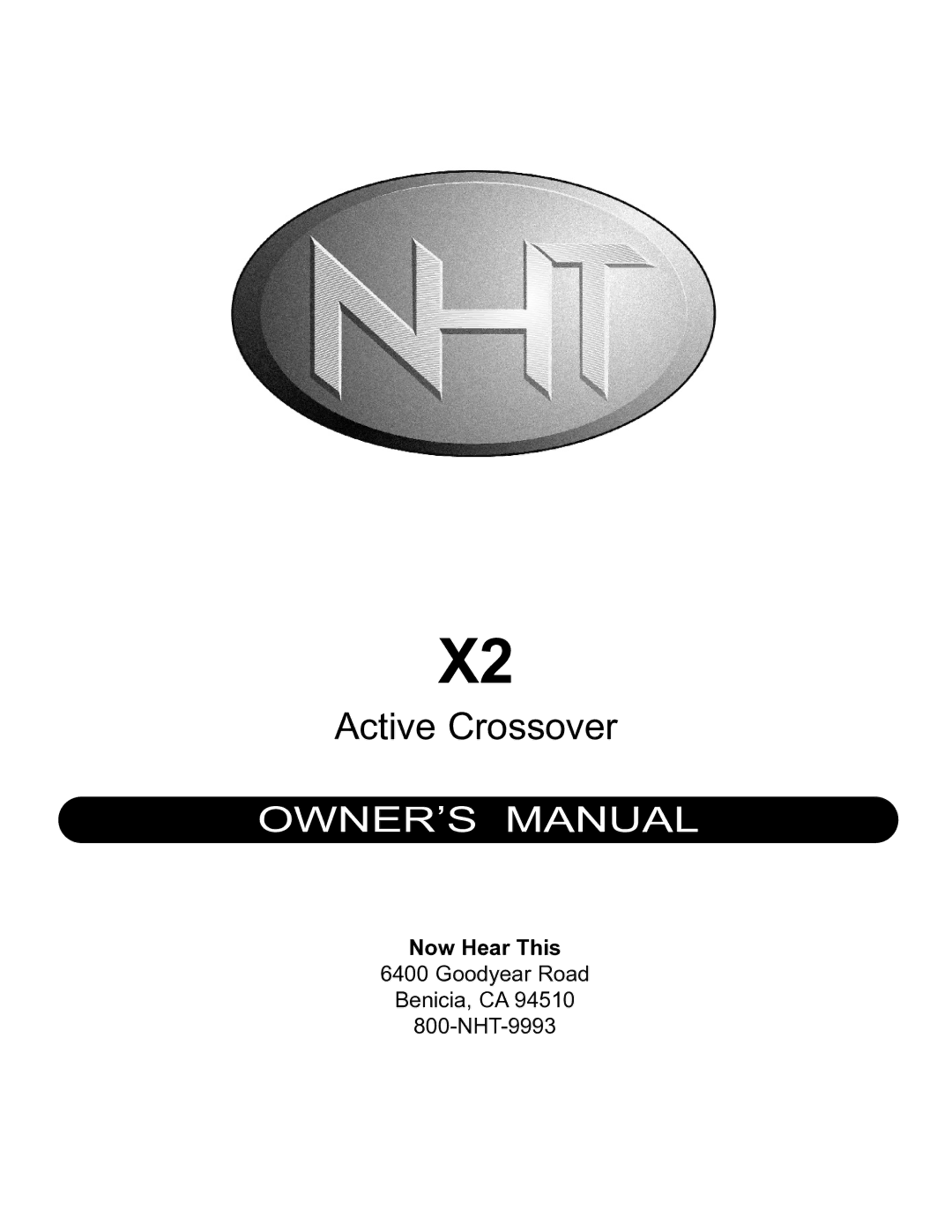 NHT X2 owner manual Active Crossover 