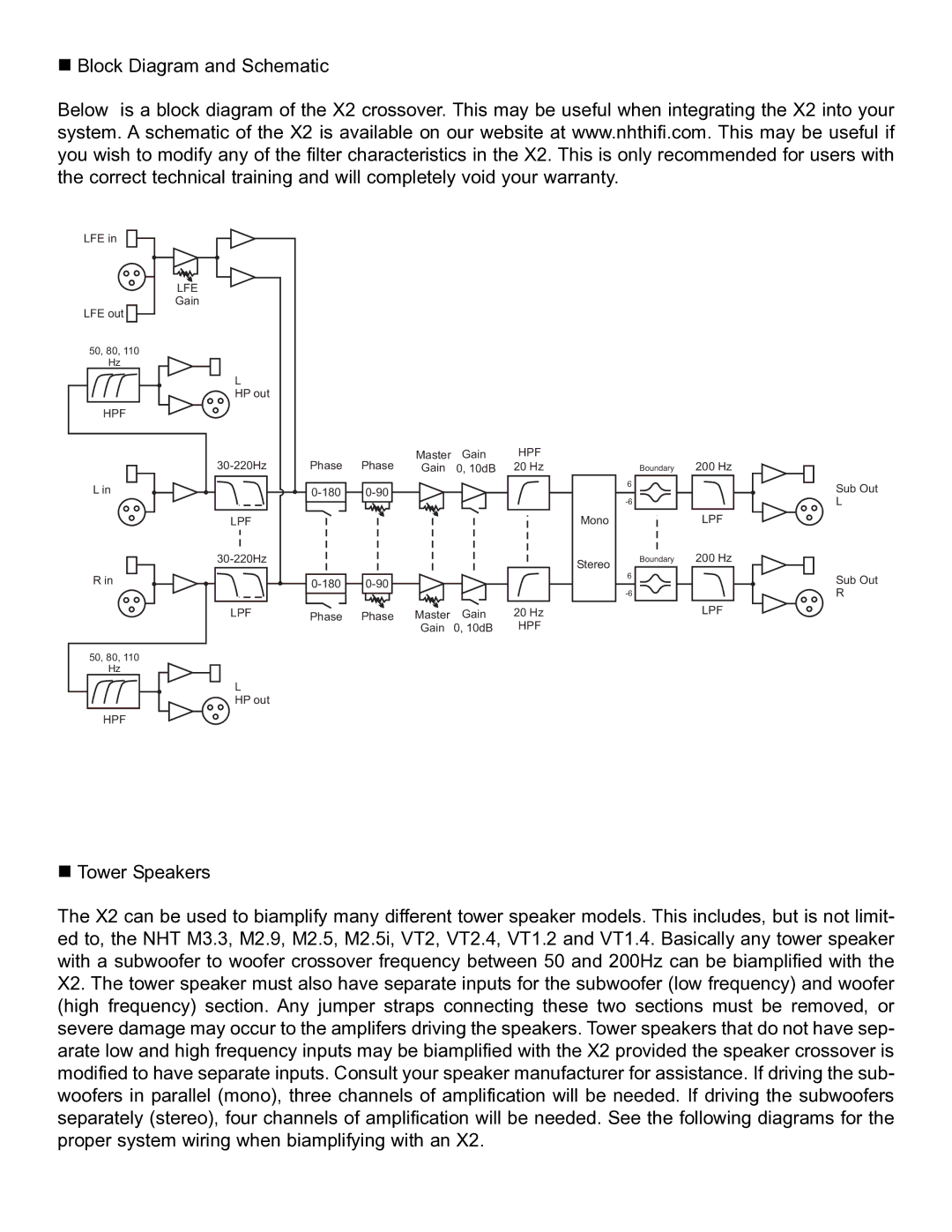 NHT X2 owner manual „ Block Diagram and Schematic 