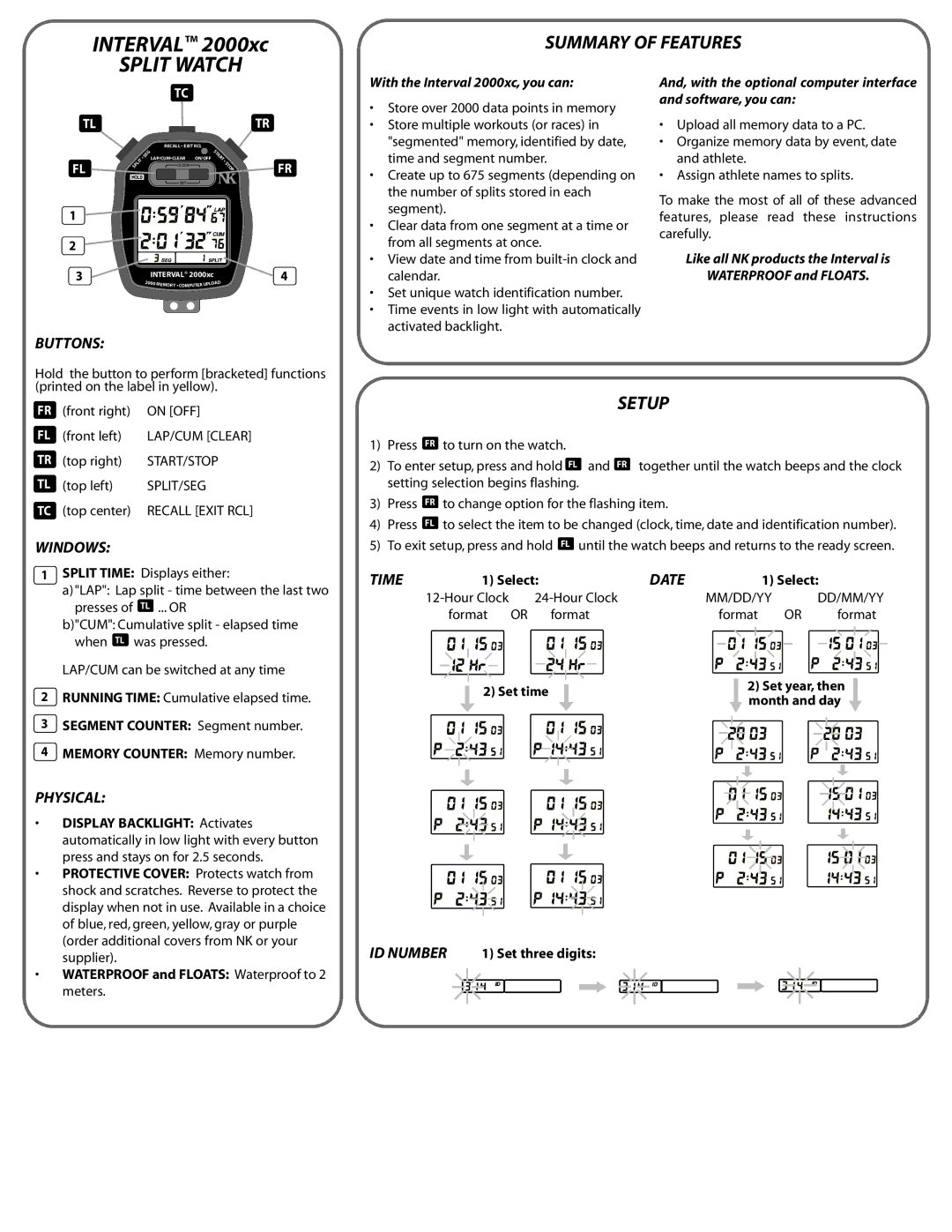 Nielsen-Kellerman 2000xc manual Buttons, Windows, Physical, Time, Date 