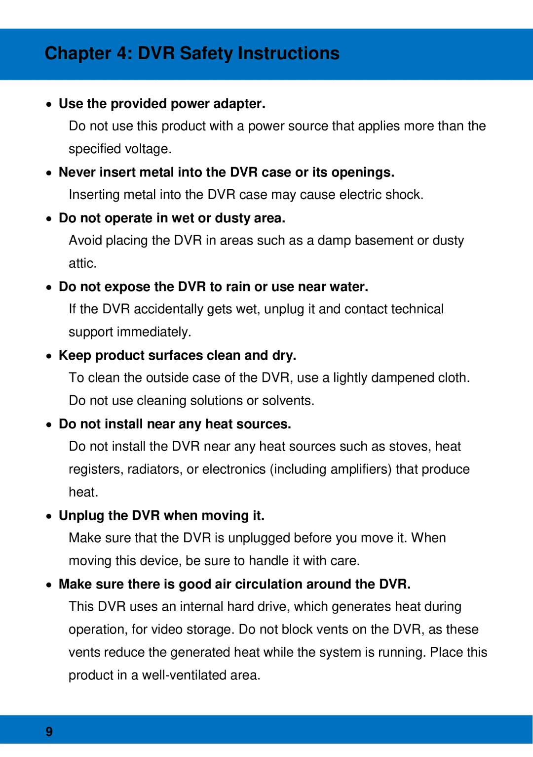 Night Owl Optics BJPRO-86-1TB, Night Owl Pro Remote Access manual DVR Safety Instructions 