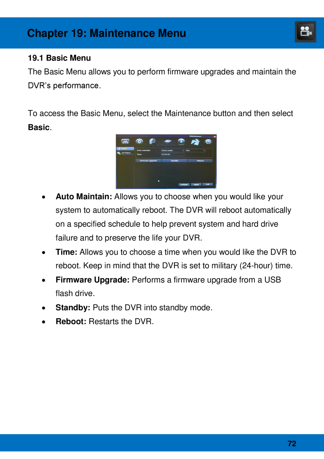 Night Owl Optics Night Owl Pro Remote Access, BJPRO-86-1TB manual Basic Menu 