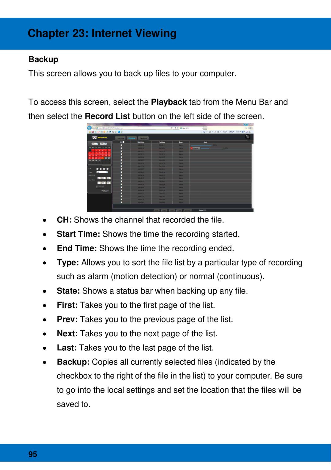 Night Owl Optics BJPRO-86-1TB, Night Owl Pro Remote Access manual Backup 