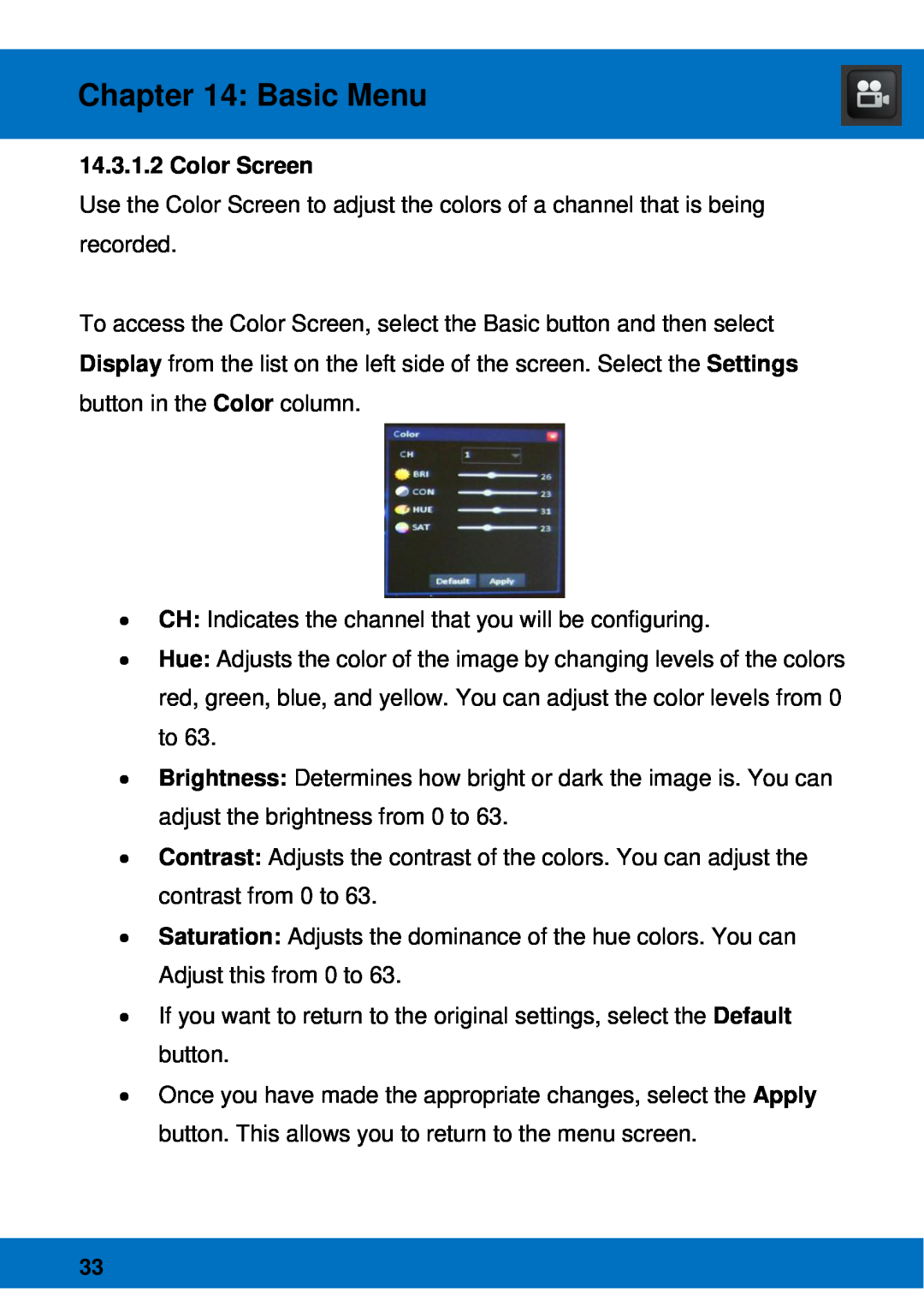 Night Owl Optics BJPRO-86-1TB, Night Owl Pro Remote Access manual Color Screen, Basic Menu 