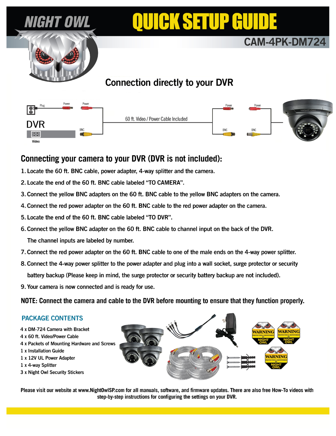 Night Owl Optics CAM-4PK-DM724 manual 