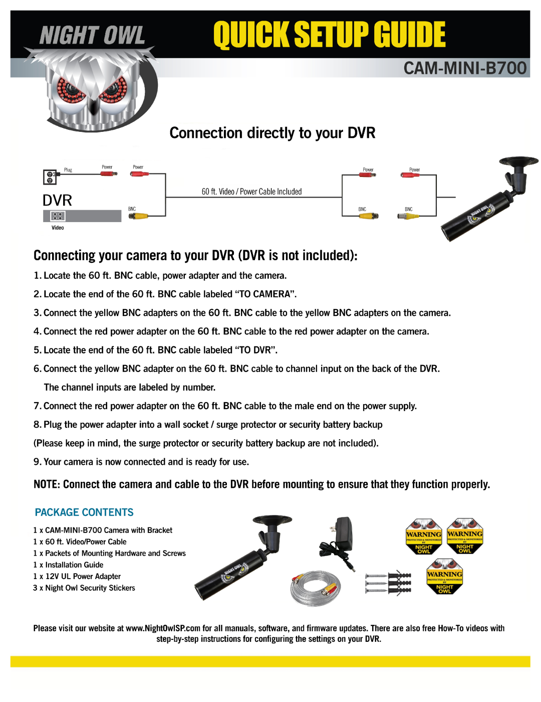 Night Owl Optics CAM-MINI-B700 manual 