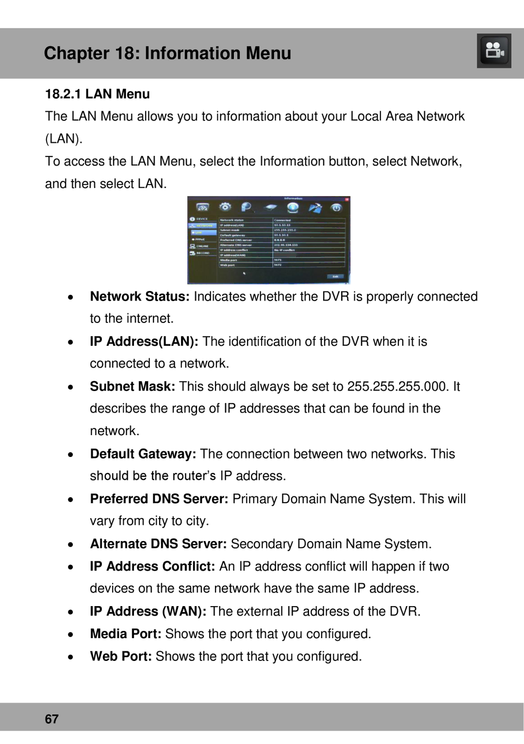 Night Owl Optics Advantage Series, Complete Security Solution manual LAN Menu 