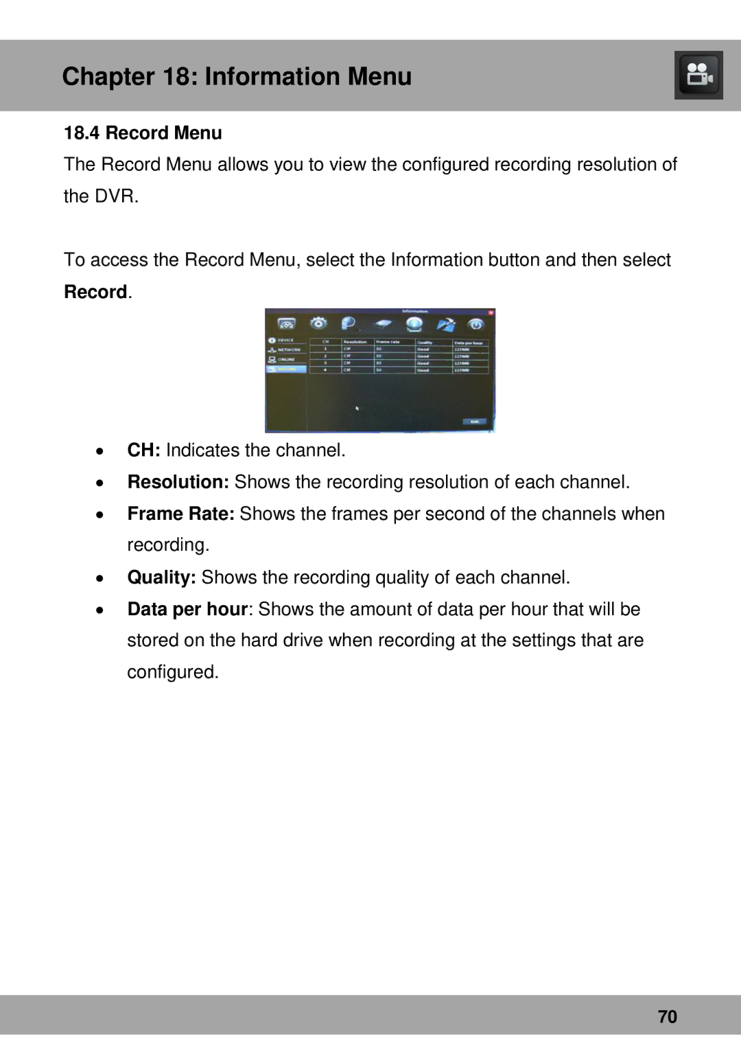 Night Owl Optics Complete Security Solution, Advantage Series manual Record Menu 