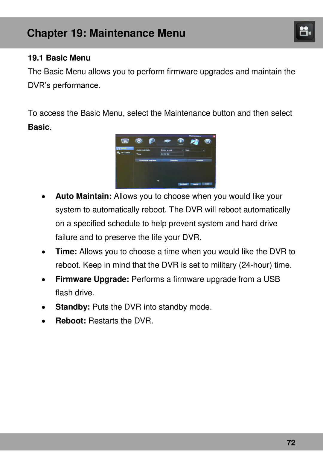 Night Owl Optics Complete Security Solution, Advantage Series manual Basic Menu 