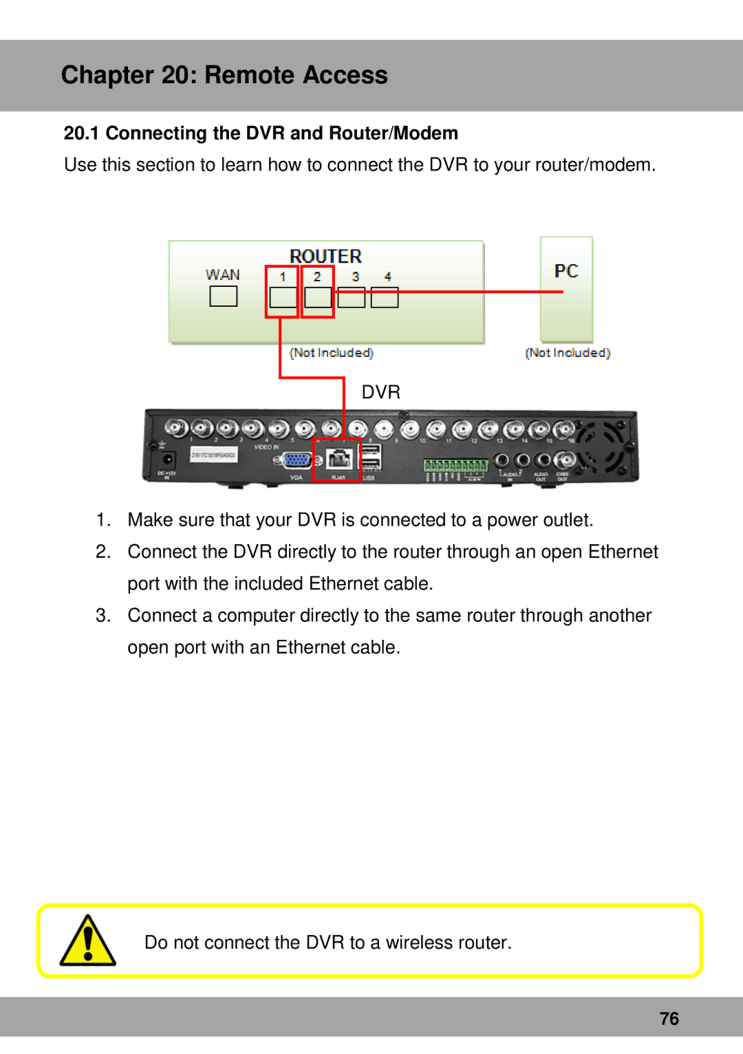 Night Owl Optics Complete Security Solution, Advantage Series manual Connecting the DVR and Router/Modem, Dvr 