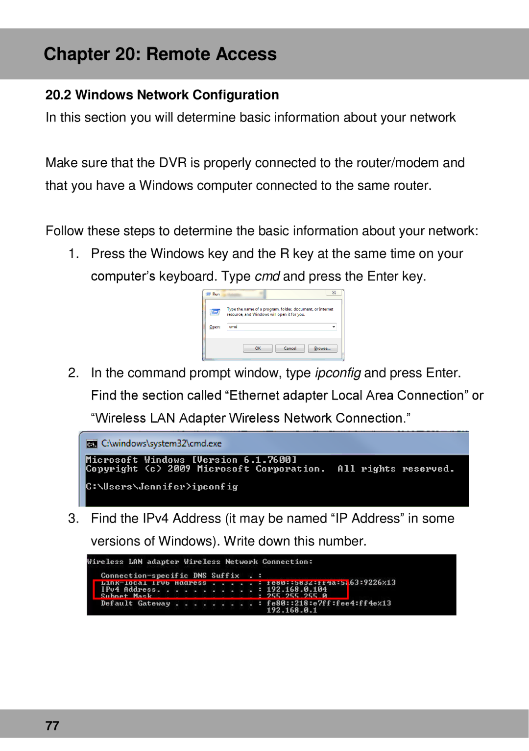 Night Owl Optics Advantage Series, Complete Security Solution manual Windows Network Configuration 