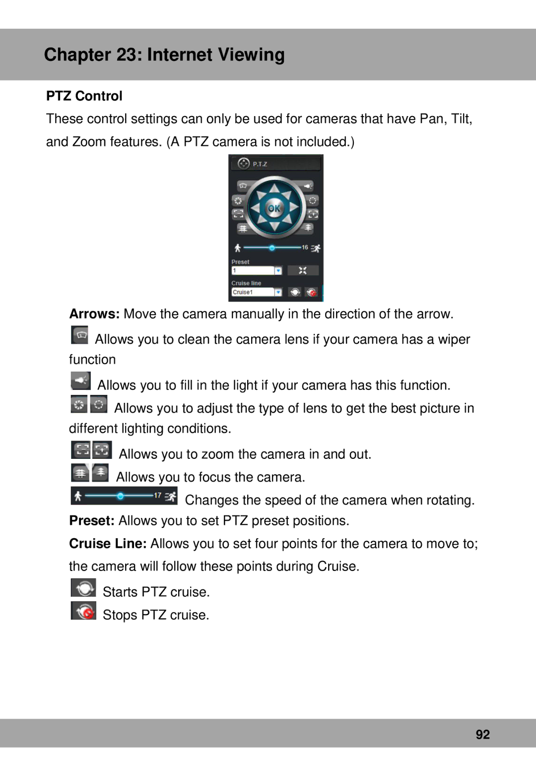 Night Owl Optics Complete Security Solution, Advantage Series manual PTZ Control 