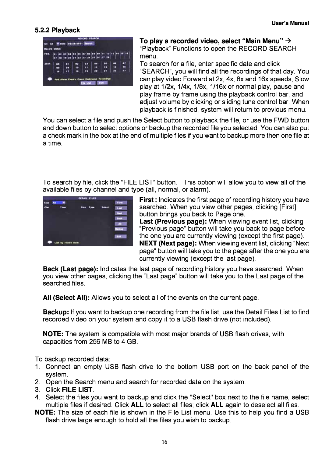 Night Owl Optics Night Owl, 4BL manual Playback, To play a recorded video, select “Main Menu” , Click FILE LIST 