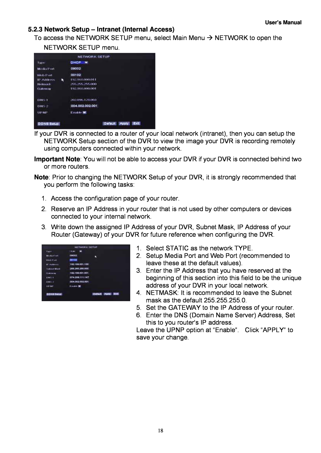 Night Owl Optics Night Owl, 4BL manual Network Setup - Intranet Internal Access 