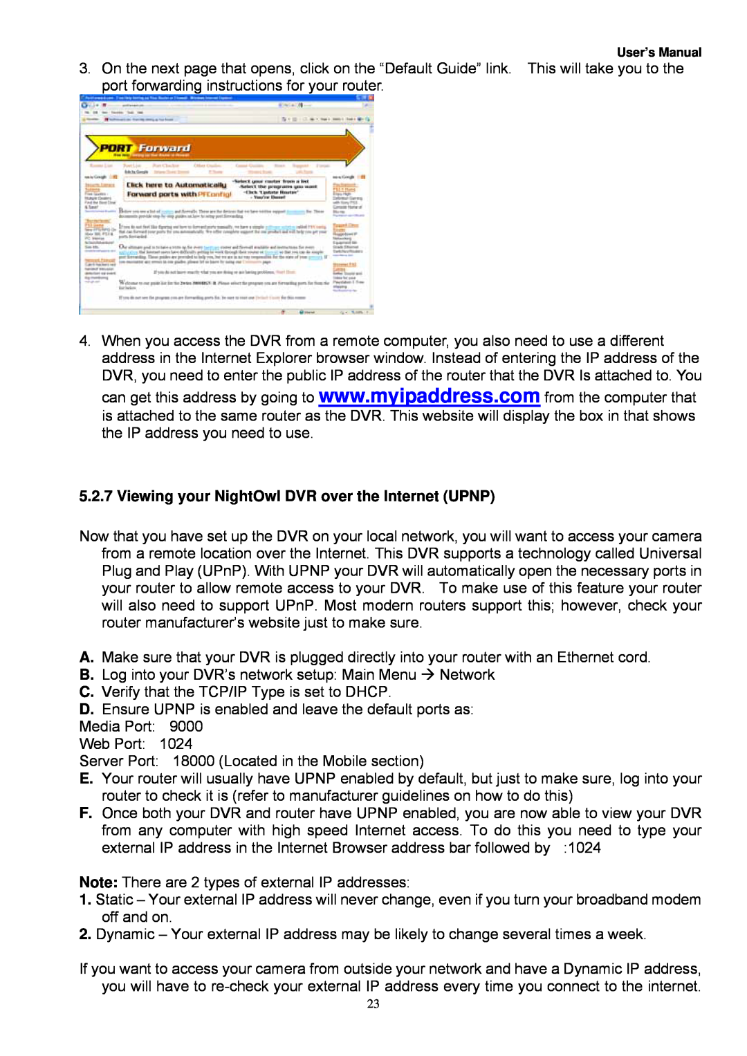 Night Owl Optics 4BL, Night Owl manual C.Verify that the TCP/IP Type is set to DHCP 