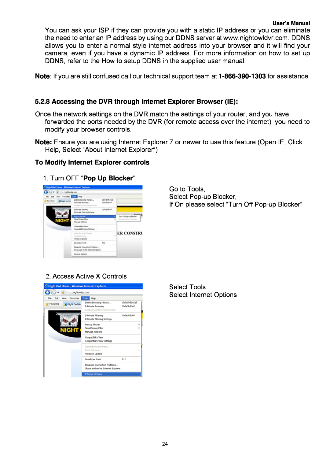 Night Owl Optics Night Owl, 4BL manual To Modify Internet Explorer controls, Turn OFF “Pop Up Blocker” 