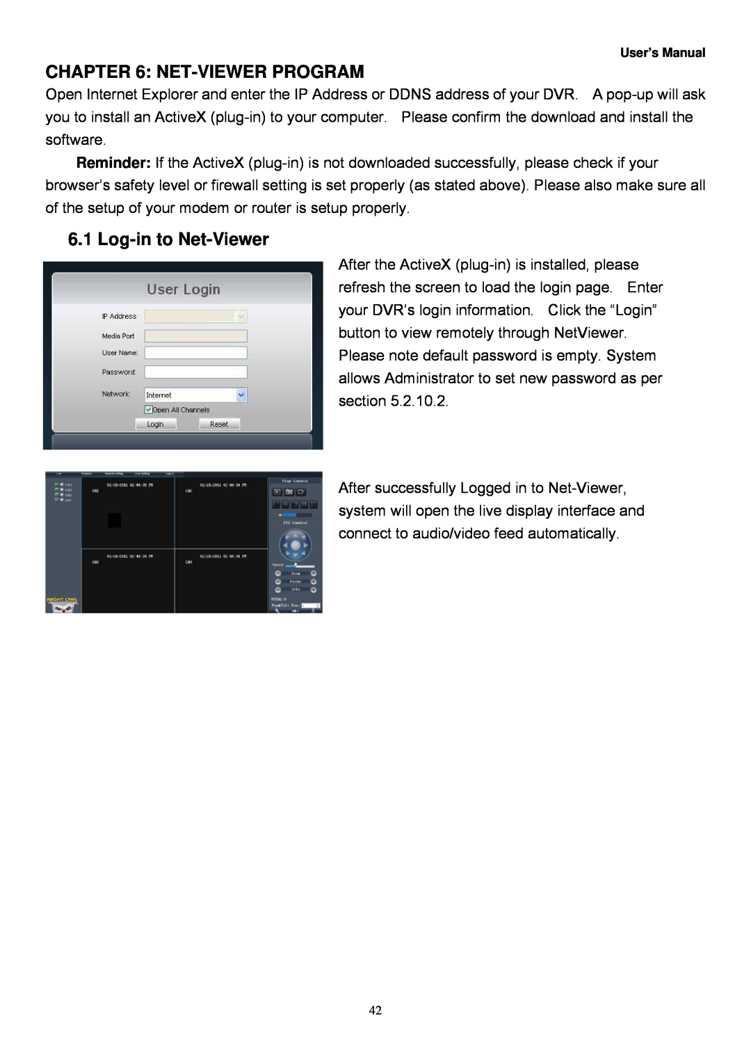 Night Owl Optics Night Owl, 4BL manual Net-Viewerprogram, Log-into Net-Viewer 