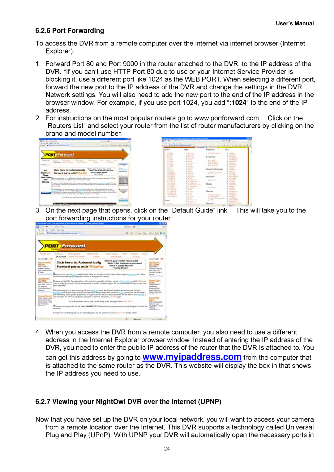 Night Owl Optics Zeus-DVR5, Zeus-DVR10 manual Port Forwarding, Viewing your NightOwl DVR over the Internet Upnp 