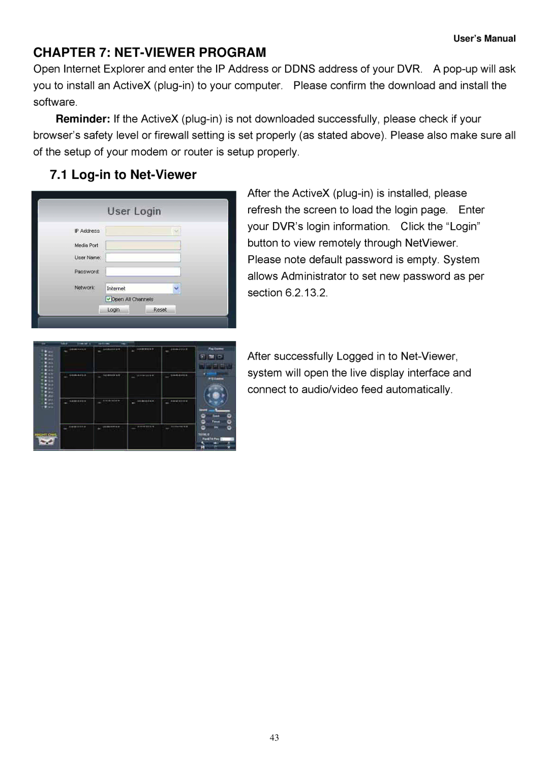 Night Owl Optics Zeus-DVR10, Zeus-DVR5, Digital Video Recorder manual NET-VIEWER Program, Log-in to Net-Viewer 