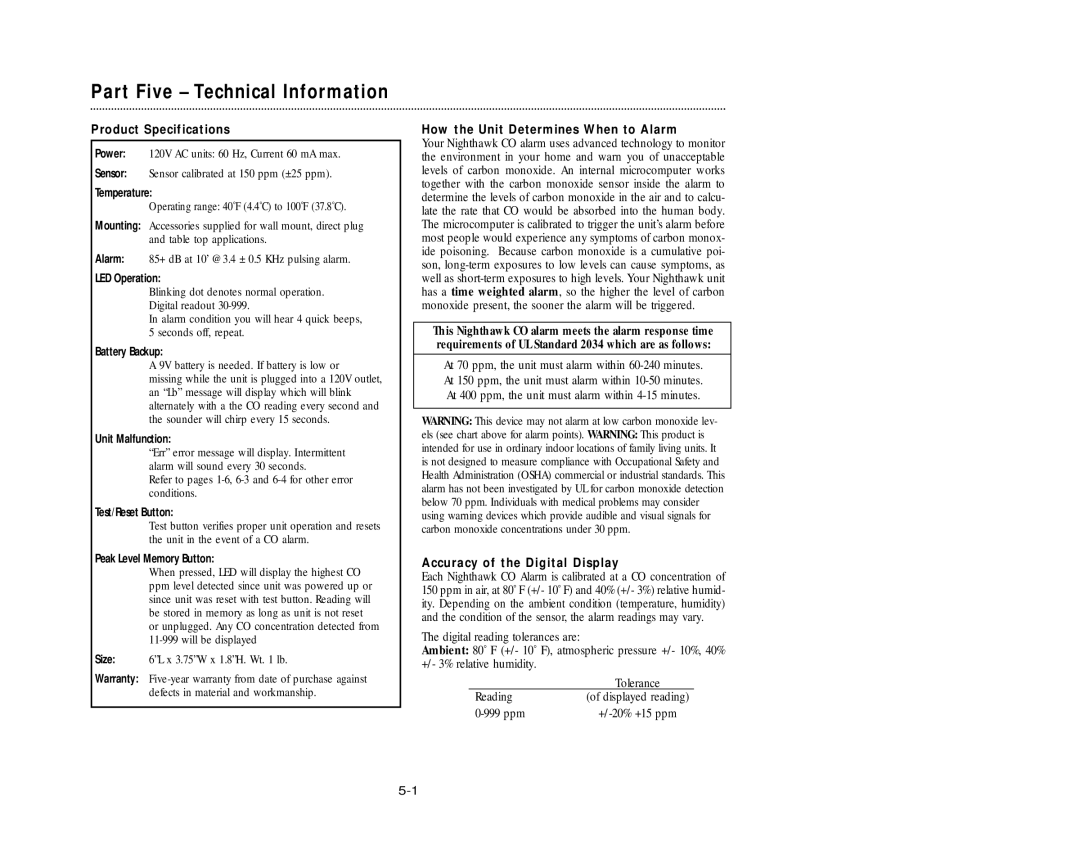 Nighthawk KN-COPP-3 manual Part Five Technical Information 