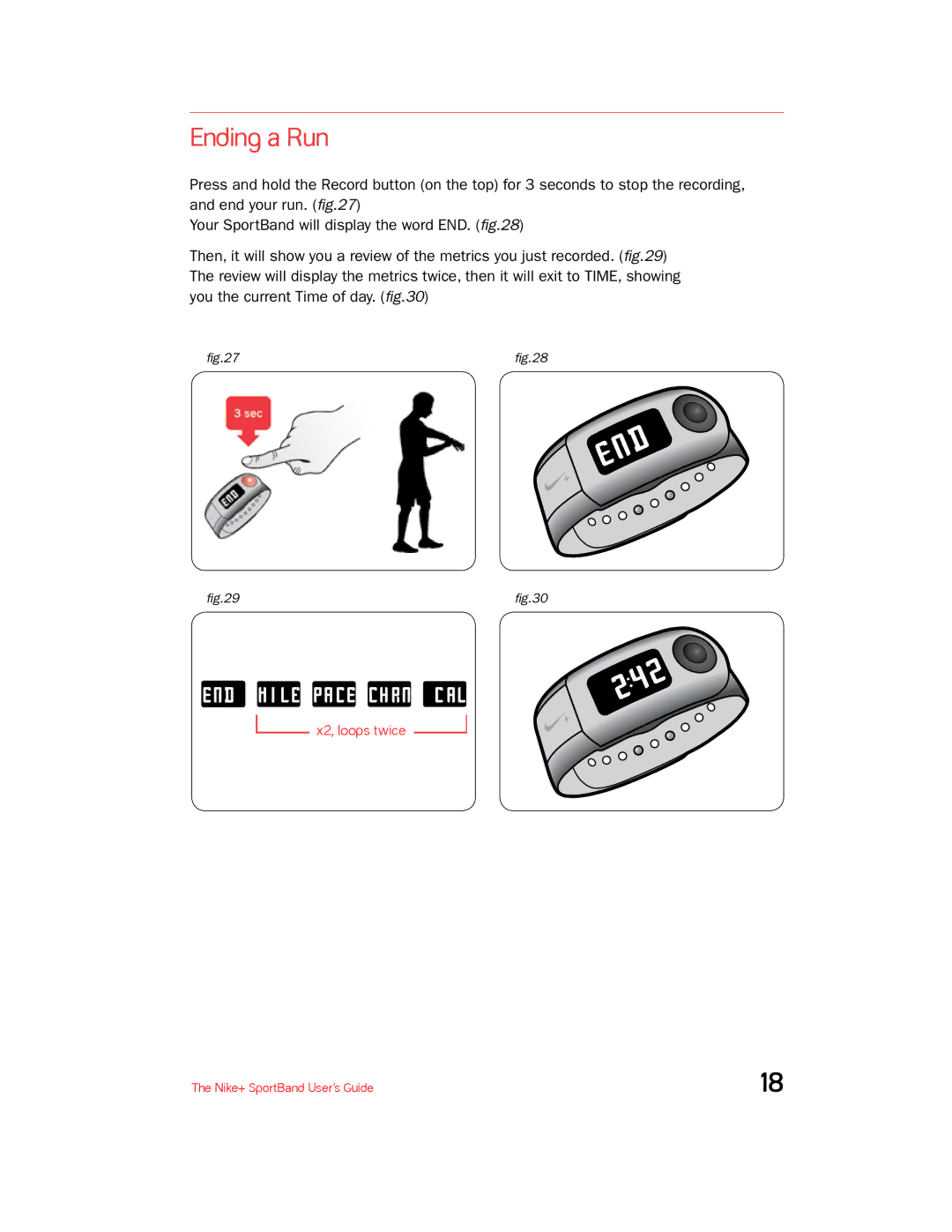 Nike + SPORTBAND manual Ending a Run 