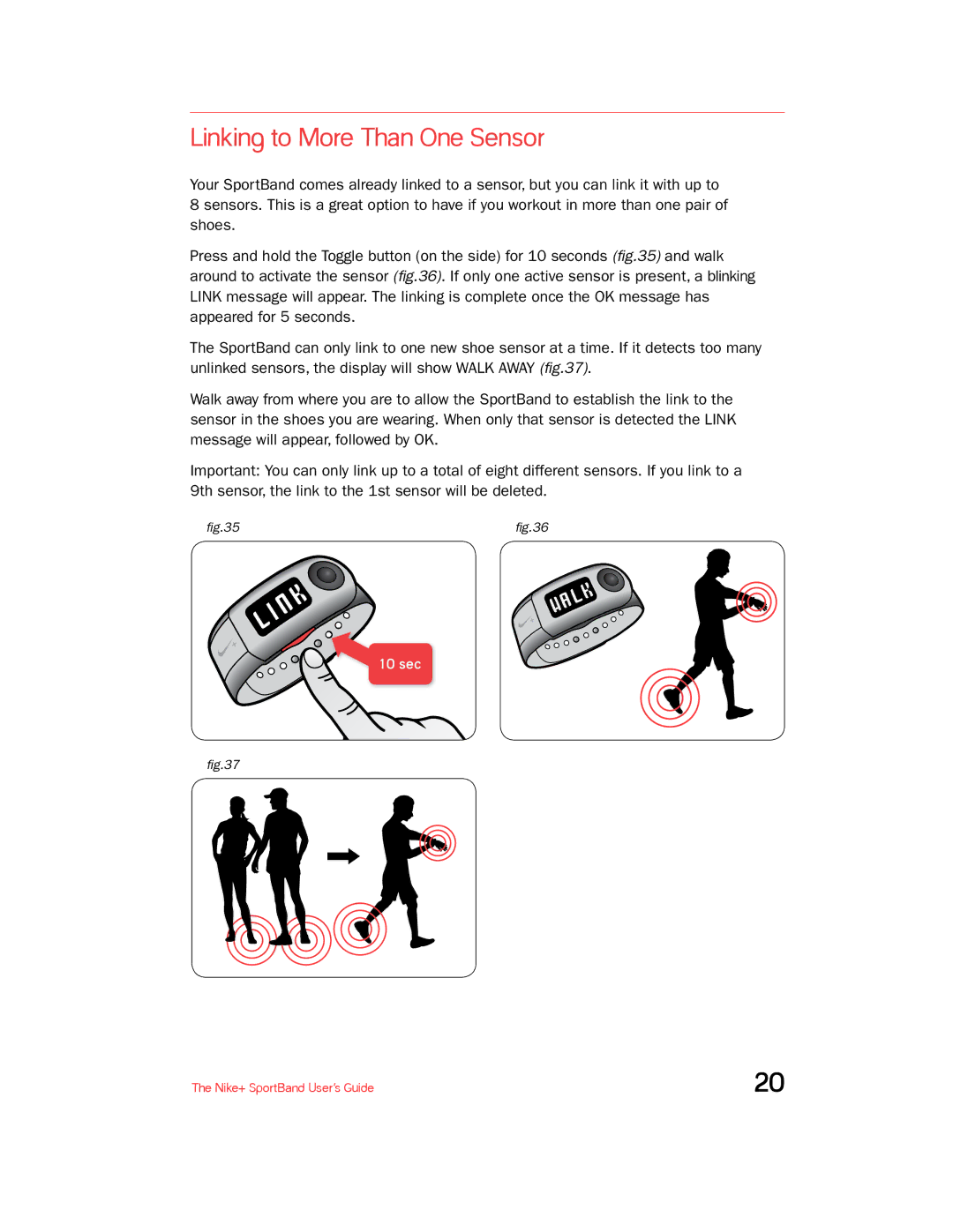 Nike + SPORTBAND manual Linking to More Than One Sensor 