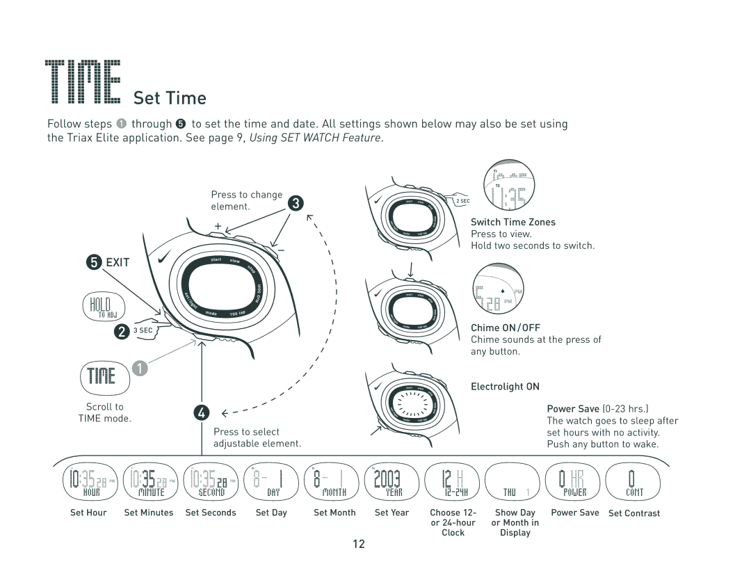 Nike HRM/SDM manual Set Time, Exit 