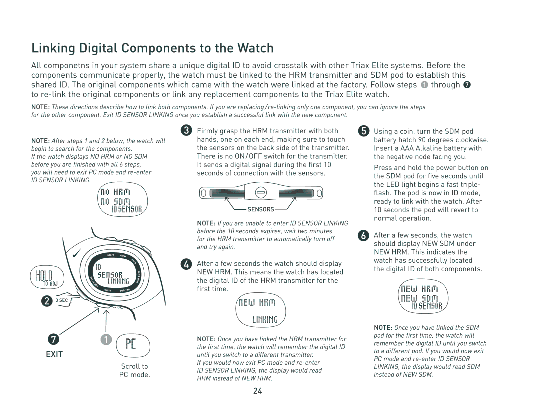 Nike HRM/SDM manual Linking Digital Components to the Watch 