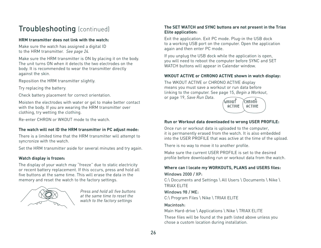 Nike HRM/SDM manual HRM transmitter does not link with the watch 