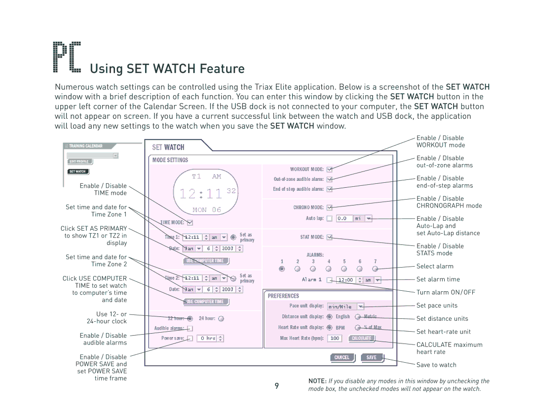 Nike HRM/SDM manual Using SET Watch Feature 