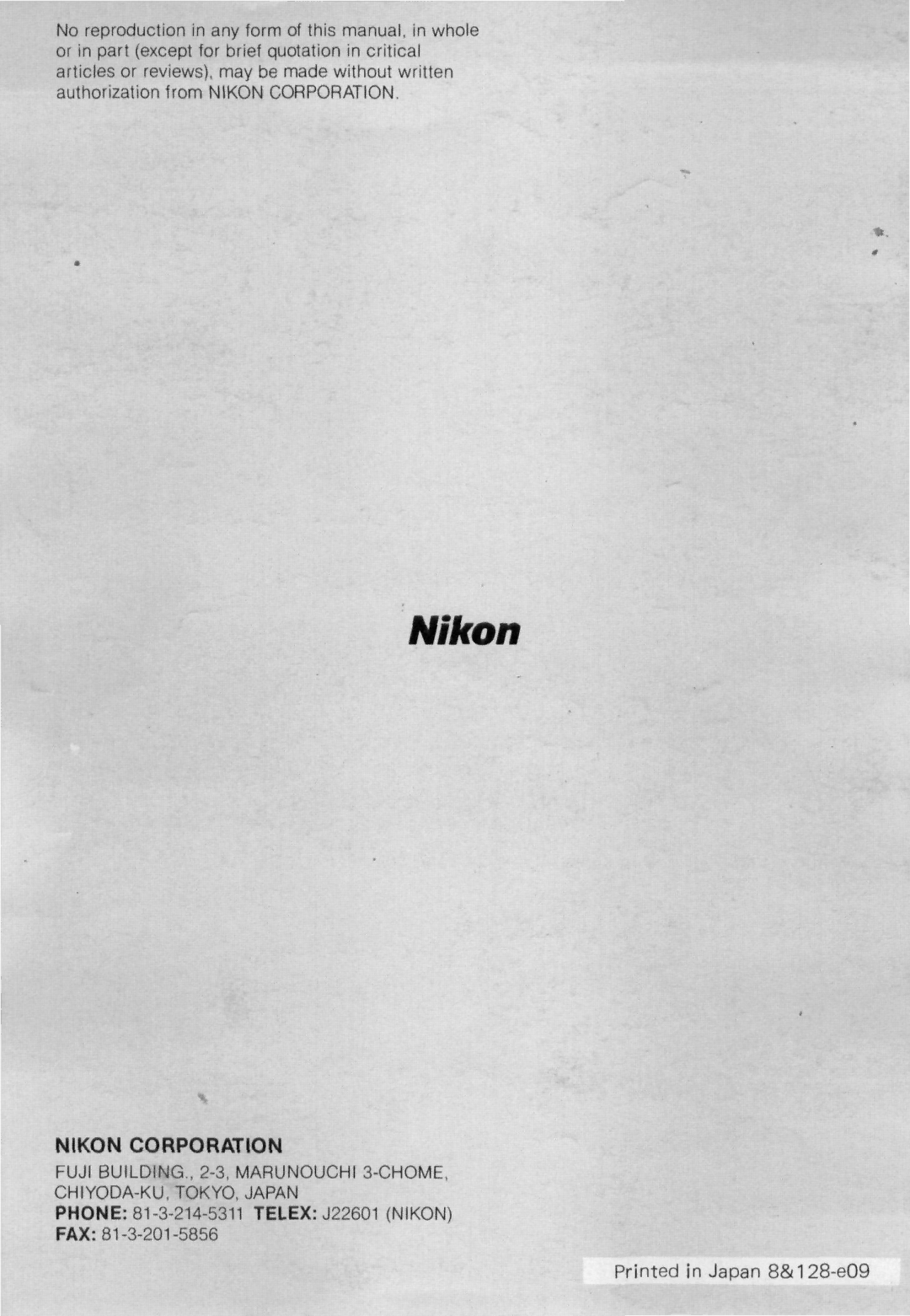 Nikon 1000MM instruction manual Nikon Corporation 