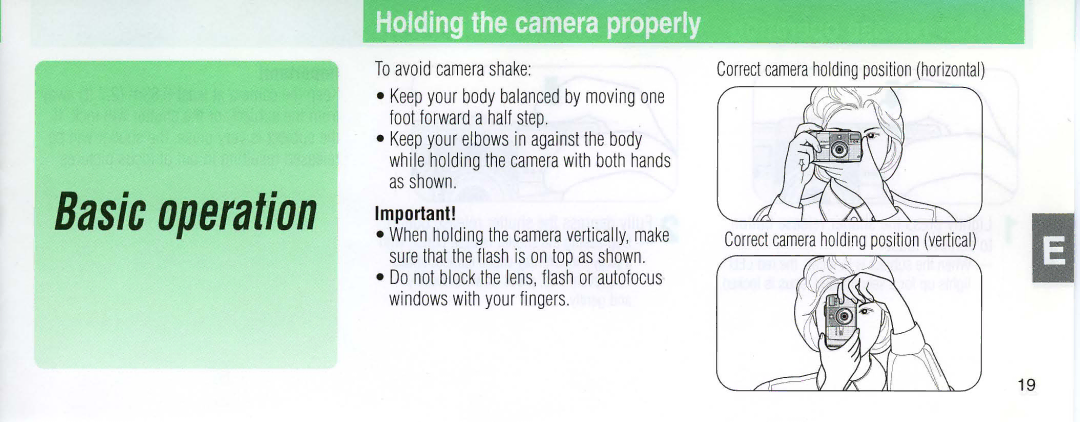 Nikon 110i instruction manual Holding the camera properly, To avoid camera shake 