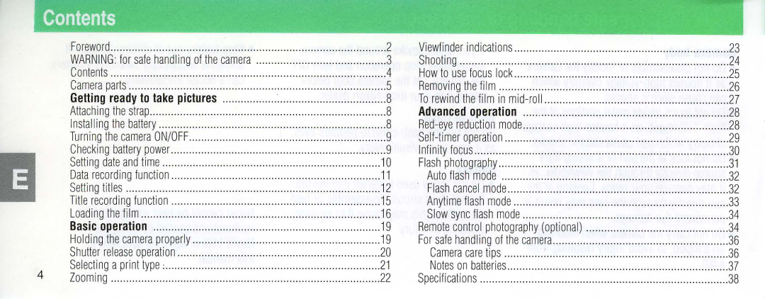 Nikon 110i instruction manual Contents 