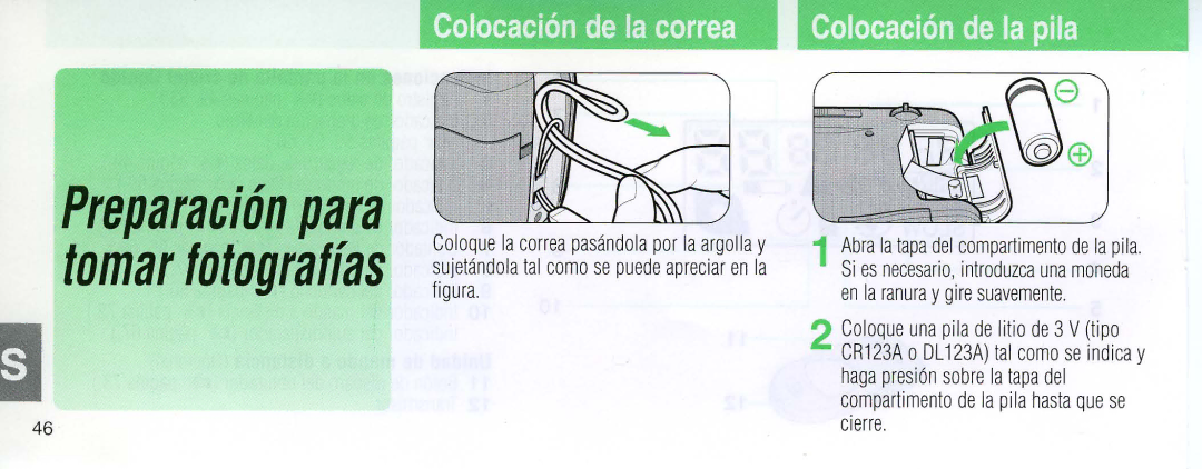 Nikon 110i instruction manual Preparacitin para tomar fotografias, Colocaci6n de la correa 