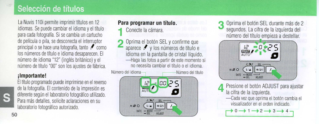 Nikon instruction manual Laboratorio totogratico autorizado, La Nuvis 110i permite imprimir tftulos en 